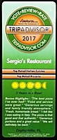 Awards: Trip Advisor 2017 Top Italian Cuisine and Top Pizzeria